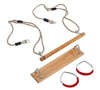 Triple Swing Pack Hardwood Swing Seat Trapeze Bar and Gym Rings with Ropes