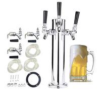 Triple Tap Stainless Steel Beer Tower Dispenser - Home Pub Draft System with 3-Inch Taps, 360 x 760 mm, Includes Hose for Homebrew Bar, Perfect for Parties and Gatherings