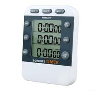 Triple Timer 99H Loud Alarm Plastic for countdown Timer 3-Group Adjustable Volume Student Study Timer 99H Large Display Screen 99-Hour Multi Timer Magnetic Back White Design Silent Mode Kitchen(Basic)