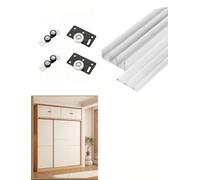 Triple Track Bypass Sliding Closet Door Hardware Kit for 3-Panel Doors (3.3-9.8ft) - Fits 15-18mm Thick Panels,for Cabinets Room Dividers(Milk,170cm/5.58ft)