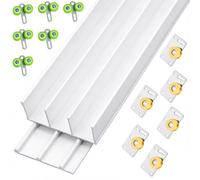 Triple Track Sliding Door Hardware Kit - 30-36 mm Thickness | Heavy-Duty Aluminum Tracks for Closets Cabinet Doors - Adjustable Triple-Panel ,Flush Mount(Natural(D),190cm(74.8in))