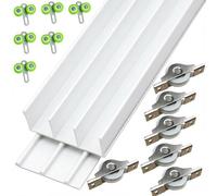 Triple Track Sliding Door Hardware Kit - 30-36 mm Thickness | Heavy-Duty Aluminum Tracks for Closets Cabinet Doors - Adjustable Triple-Panel ,Flush Mount(Natural(B),190cm(74.8in))