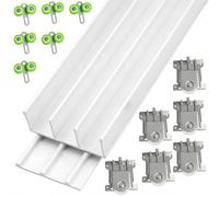 Triple Track Sliding Door Hardware Kit - 30-36 mm Thickness | Heavy-Duty Aluminum Tracks for Closets Cabinet Doors - Adjustable Triple-Panel ,Flush Mount(Natural(C),190cm(74.8in))