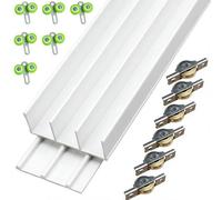 Triple Track Sliding Door Hardware Kit - 30-36 mm Thickness | Heavy-Duty Aluminum Tracks for Closets Cabinet Doors - Adjustable Triple-Panel ,Flush Mount(Natural(A),190cm(74.8in))