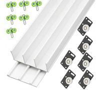 Triple Track Sliding Door Hardware Kit - 30-36 mm Thickness | Heavy-Duty Aluminum Tracks for Closets Cabinet Doors - Adjustable Triple-Panel ,Flush Mount(Natural(F),190cm(74.8in))
