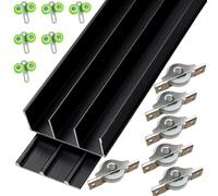 Triple Track Sliding Door Hardware Kit - 30-36 mm Thickness | Heavy-Duty Aluminum Tracks for Closets Cabinet Doors - Adjustable Triple-Panel ,Flush Mount(Black(B),190cm(74.8in))