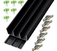 Triple Track Sliding Door Hardware Kit - 30-36 mm Thickness | Heavy-Duty Aluminum Tracks for Closets Cabinet Doors - Adjustable Triple-Panel ,Flush Mount(Black(A),190cm(74.8in))
