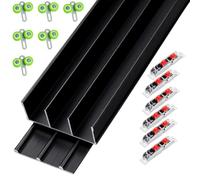 Triple Track Sliding Door Hardware Kit - 30-36 mm Thickness | Heavy-Duty Aluminum Tracks for Closets Cabinet Doors - Adjustable Triple-Panel ,Flush Mount(Black(G),190cm(74.8in))