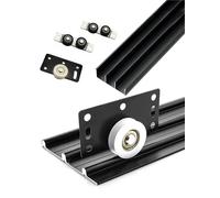 Triple Track Sliding Door Hardware Kit 63" Silent System for Wardrobe & Cabinet Black Finish Upper & Lower RaReplacement Smooth Otion Easy Installation