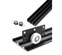 Triple Track Sliding Door Hardware Kit - Heavy-Duty Aluminum Tracks for Closets Cabinet Doors - Adjustable 3-Panel Bypass, Flush Mount(Track 180cm/70.9")