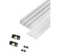 Triple Track Sliding Door Hardware Kit90.6 Upper & Lower Ra for Wardrobe/Cabinet Doors Silent Otion Easy Install Elegant Milk Finish