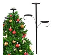 Triple Tree Topper Candle Holder - Black Triple Christmas Tree Lace Decoration Candle Holder - Three-Tier Iron Centrepiece Candle Shelf for Living Room Bedroom Decoration
