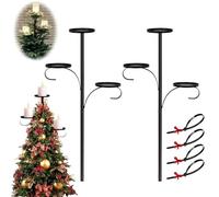 Triple Tree Topper Shelf for Christmas Tree, Black Triple Tree Topper Candle Holder, Candle Tree Toppers, for Christmas, Holiday, Indoor & Outdoor Decor (23.6 Inch * 2)