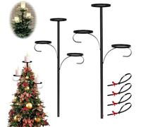 Triple Tree Topper Shelf for Christmas Tree, Black Triple Tree Topper Candle Holder, Candle Tree Toppers, for Christmas, Holiday, Indoor & Outdoor Decor (23.6 Inch+35.4 Inch)