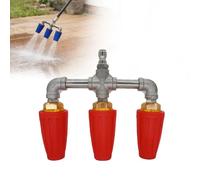 Triple Turbo Nozzle Pressure Washer,Pressure Washer Accessories,360° Rotating Turbo Nozzle with 1/4" Quick Connector,3-in-1 Turbo Nozzle,4000 PSI Power Nozzle Tips for Cleaning Brick/Concrete (Red)