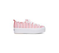 Keds Women's Triple Up Breton Stripe Canvas Shoes, White&Red - UK 4