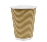 Triple-Wall Ripple Paper Cups, 12 oz, Pack of 100, Brown/Black, for Hot Drinks (with Out Lids (Black))
