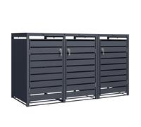Triple Wheelie Bin Steel Storage, GB3320AAK, Anthracite, 80D x 200W x 116H CM Phoenix Safe Company Dark Grey One Size