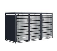 Triple Wheelie Bin Steel Store, GB3320ASK, Silver Effect, 80D x 200W x 116H CM Phoenix Safe Company Silver One Size