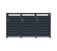 Triple Wheelie Bin Storage 3 x 240L Shed Anthracite Grey Metal