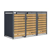 Triple Wheelie Bin Store, GB3320AWK, Wood Effect/Anthracite, 80D x 200W x 116H CM Phoenix Safe Company Light Oak One Size