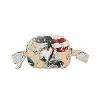 Triple Zip Elvis Tassel Wide Strap Camera Crossbody Bag - SILVER