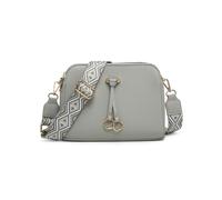 Triple Zipped Sections Canvas Strap Cross Body Bag JFY Light Grey One Size