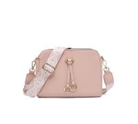 Triple Zipped Sections Canvas Strap Cross Body Bag JFY Light Pink One Size