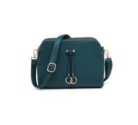 Triple Zipped Sections Pu Strap Cross Body Bag JFY Dark Green One Size