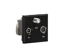 Knightsbridge NETTRIBK Triplex TV/FM DAB/SAT TV Outlet Module 50x50mm - Black