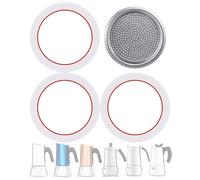 Triplinger 3 Sealing Gasket & 1 Filter Plate Compatible with Bialetti Stainless Steel Moka Pot [2 Cups] Stovetop Espresso Maker for Bialetti Venus Kitty Class Musa KONA Moon Exclusive Spare Part Kits