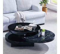 triplo round rotating coffee table in milano marble effect