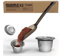 Triplot Reusable Coffee Capsule for Nespresso Original Machine with Stainless Steel Lids 2Sets(2cups+2Lids)