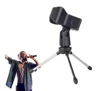 Tripod-Base Mic Holder - Foldable Tripod with Mic Clip Holder | Microphone Tripod Stand | Portable Tabletop Microphone Holder with Tripod Base | Desktop Mic Stand for Karaoke Singing and Wedding