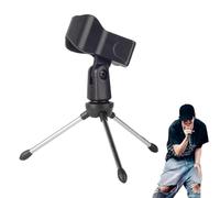 Tripod-Base Mic Holder - Tabletop Mic Stand, Adjustable Desktop Microphone Stand | Lightweight Desktop Mic Stand With Lock Tight Knob, Tripod Microphone Stand, Boom Mic Stand Clip Holder for Singing