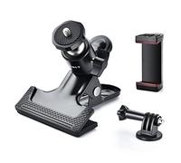 Tripod Camera Mount Clip, UTEBIT Spring Clamp with Swivel Ball Head and Phone/Gopro Holder, Metal Flash Reflector Holder for Studio Backdrop Light Stand SLR DSLR Camera