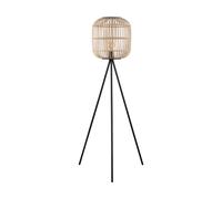 Tripod Floor Lamp Light Black & Wicker 1 x 28W E27 Bulb Tall Living Room Loops Black One Size