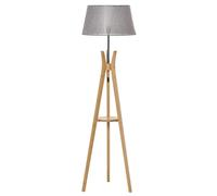 Homcom Tripod Floor Lamp Light E27 Base W/ Fabric Shade Storage Shelf In Grey Grey One Size