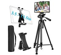 Tripod for iPad, Tablet Phone Camera Tripod Stand Mount Holder 60in Height Adjustable for iPad Pro Air Mini 12.9 11 10.5 Surface Galaxy, 3.5 to 13.5in iPhone Tablet
