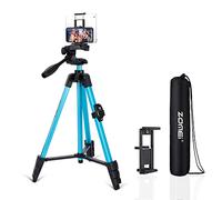 Tripod for iPhone and Android Cellphone,54-inch Premium Flexible Pan Head Phone Tripod,Wireless Remote, Cellphone Phone Tablet Stand Holder and Carrying Bag(Blue)