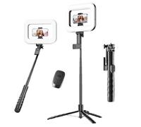 Tripod for iPhone with Light for Video Recording, Portable Phone Tripod for Camera and Phone, Selfie Stick with Light for Content Creators, Vlogging, Tiktok