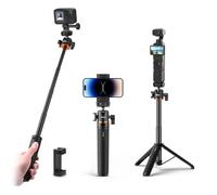 Tripod for Osmo Pocket 3 4, Mini Desktop Tabletop Desk Extendable Stand Small Selfie Stick 1/4'' Screw with Phone Clip, 360° Ball Head, Cold Shoe, for iPhone DSLR Webcam Insta 360 Action Accessories