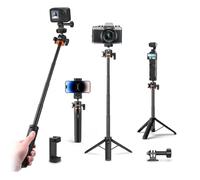 Tripod for Osmo Pocket 3, Mini Desktop Tabletop Desk Extendable Stand Small Selfie Stick 1/4'' Screw with Phone Clip, 360° Ball Head, Cold Shoe, for iPhone DSLR Webcam Insta 360 Action Accessories