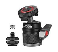 Tripod Head,Andoer Mini Ball Head Adapter Monitor Mount Cold Shoe Adapter 360° Rotating Aluminum Alloy 1/4 Inch & 3/8 Inch Screw for Mounting Camera Monitor Microphone LED Video Light