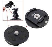 Tripod Head Clamp Mount Converter Quick Release Adapter for Cantilever Head, Fluid Head, Ball Head, Tripod Heads with Circular Bottom and 3/8 Screw Hole, Bottom is Arca-Swiss Fit Camera QR Plate