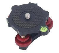 Tripod Head Leveling Base, Camera Leveler with Precise 3 Bubble Level, Aluminum Alloy 3/8 Inch Thread Triple Wheel Leveler for Macro Panoramic Photography, Horizontal Adjustment Tr