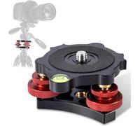 Tripod Leveling Base, Camera Leveler Bubble Level 3 Axis Tri Wheel Head, 3/8" Thread, +/-5° Adjustable Precise Angle, Aluminum Alloy Tripod Head Leveling Base