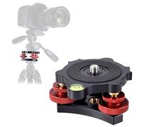 Tripod Leveling Base, Camera Leveler with Bubble Level 3 Axis Tri Wheel Head 3/8" Thread +/-5° Adjustable Precise Angle Aluminum Alloy Tripod Head Leveling Base for Macro Panoramic Photography