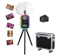 Tripod Photo Booth Machine with Flashlight Umbrella Compatible with Surface/Tablet/iPad Photo Booth Stand for 10.2"-13" Photobooth Machine for Events (Black, Machine+Camera)