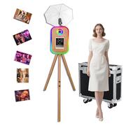 Tripod Photo Booth Machine with Flashlight Umbrella Compatible with Surface/Tablet/iPad Photo Booth Stand for 10.2"-13" Photobooth Machine for Events (Wood-Tone, Photo Booth Machine)
